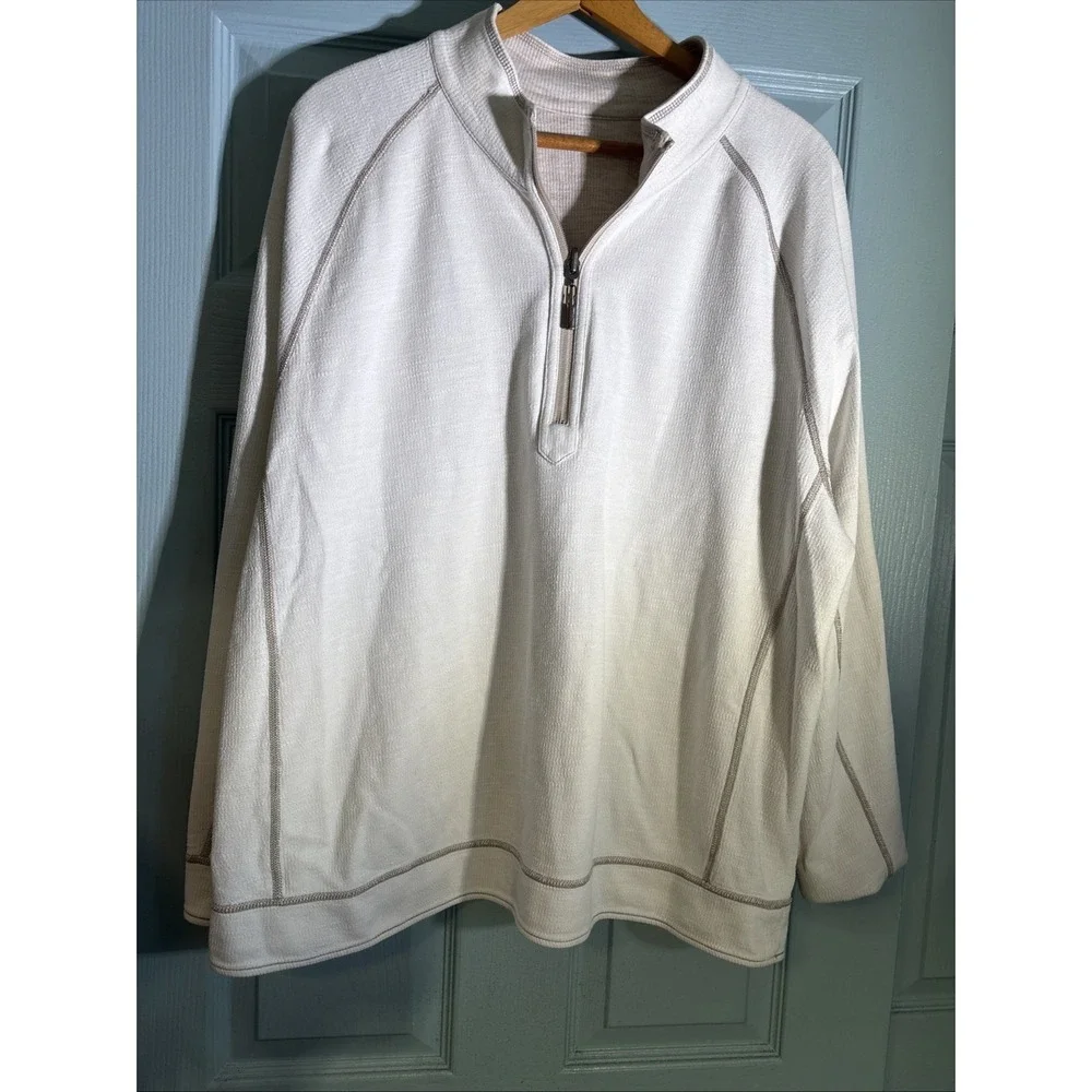 Tommy Bahama Reversible Quarter Zip Pullover Sz XL. Cotton & Tencel. - Picture 6 of 10